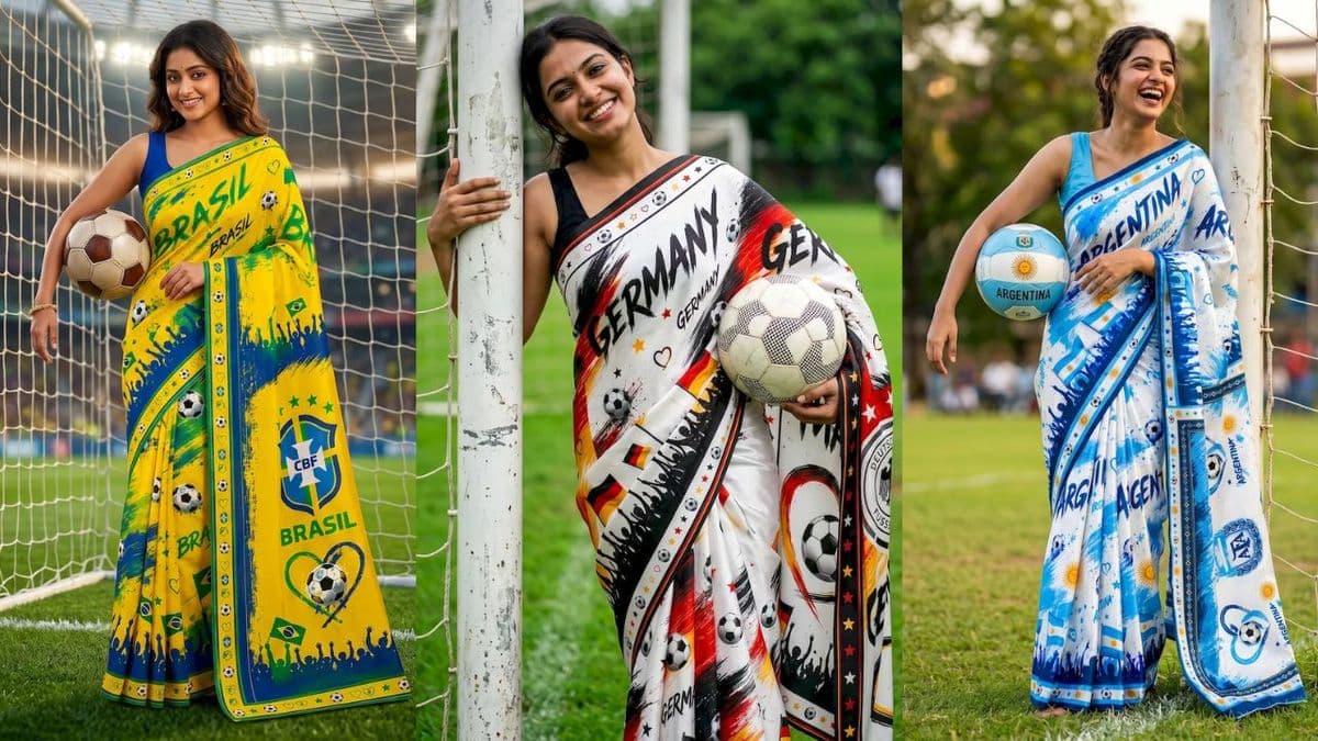 বিশ্বকাপের হাওয়ায় ফ্যাশন বাজারে বাড়ছে ফুটবল থিমের শাড়ির জনপ্রিয়তা