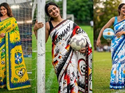 বিশ্বকাপের হাওয়ায় ফ্যাশন বাজারে বাড়ছে ফুটবল থিমের শাড়ির জনপ্রিয়তা